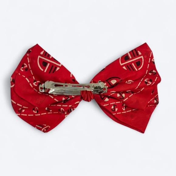 Vintage 90s Red Bandana Print‎ Oversized Bow Hair Clip Accessory Schoolgirl - Picture 3 of 8